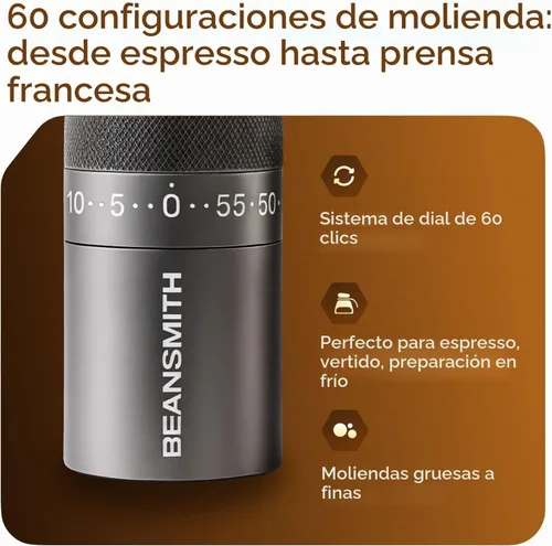 Vista 3 de Molinillo de café manual M1 – Fresa cónica de acero inoxidable de 7 estrellas, ajuste externo de 60 clics, capacidad de 1.06 oz: molinillo