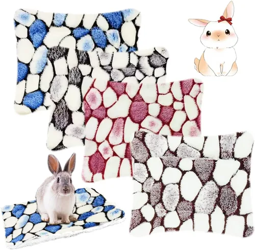 Vista 9 de EAEDMY 4 alfombrillas cómodas de conejillo de indias, cama suave y cálida de conejo, alfombrillas de cama de hámster para animales pequeños