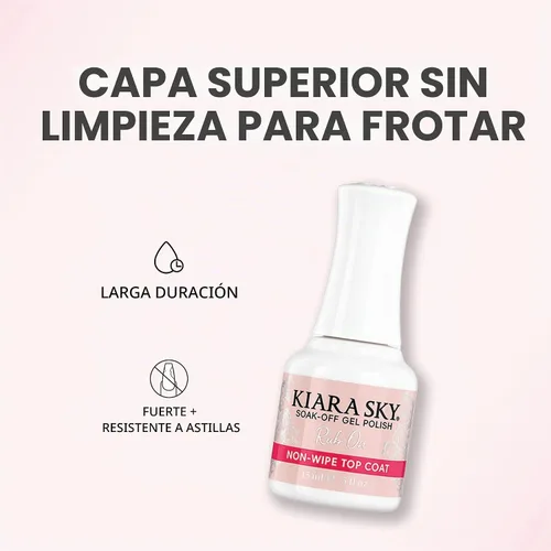 Vista 2 de Kiara Sky Uñas profesionales LED UV Soak Off Rub On No Wipe Gel Top Coat para uñas