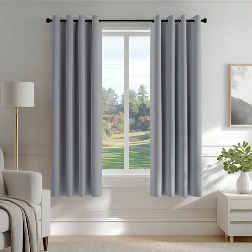 Vista 48 de FMFUNCTEX - Cortinas 100% opacas color beige de 40 x 63 pulgadas para dormitorio, 2 paneles Black out Drapes, Thermal Insulated Noise Reducing