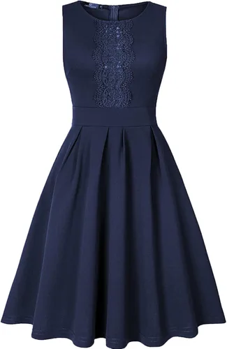 Vista 2 de CHICCLOTH Vestidos vintage para mujer, con volantes, bordados, acampanados, acampanados, para cóctel, fiesta, boda, invitadas