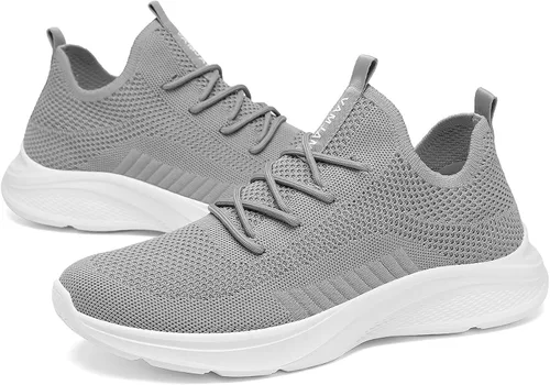 Vista 3 de VAMJAM Tenis de correr para hombre ligeros transpirables de punto volador de malla con cordones para caminar entrenamiento casuales deportivos