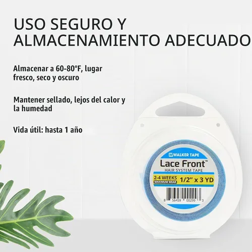 Vista 7 de Walker - Rollo de cinta de soporte frontal de encaje azul de 1/2 pulgada x 3 yardas, cinta de peluca de doble cara para pelucas de encaje, tupés