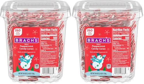 Vista 8 de Bastones de caramelo de menta mini festivos de Brach's, caramelo de Navidad, caja de 100