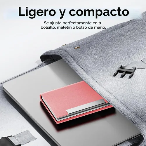 Vista 6 de Padike - Tarjetero profesional de cuero PU y acero inoxidable con múltiples ranuras, tarjetero con cartera para tarjetas de crédito, documento