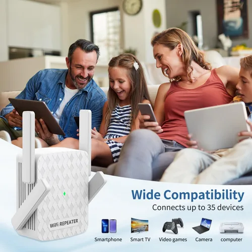 Vista 7 de Amplificador de señal WiFi, repetidor inalámbrico de Internet para cobertura del hogar de hasta 10000 pies cuadrados y 35 dispositivos, amplificador