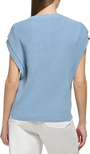 Vista 3 de Calvin Klein Suéter corto sin mangas con detalle de hombros cálidos para mujer