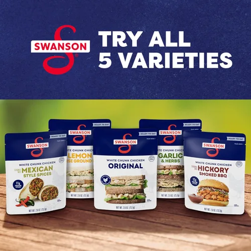 Vista 7 de Swanson Pollo Blanco en Trozos Ahumado con Hickory para Barbacoa Totalmente Cocido, Bolsa de 2.6 oz (Paquete de 12)