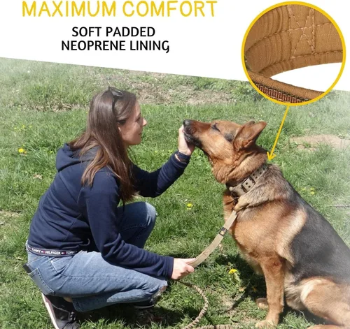Vista 4 de ADITYNA Collar de perro resistente para perros extra grandes con mango de Collar táctico de camuflaje para caminar, entrenar, uso diario