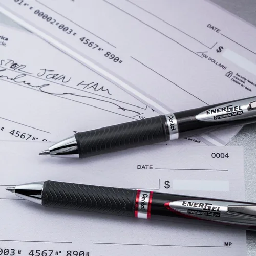 Vista 9 de Pentel EnerGel PRO - Bolígrafo de gel permanente, (0.028 in), línea media, archivador y resistente al agua, tinta negra, paquete de 2