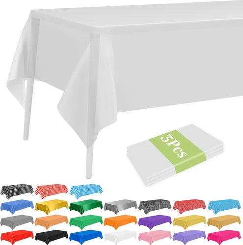 Vista 13 de PLULON 6 Pzas Manteles de Colores Arcoíris de Plástico Desechables Cubierta de Mesa para Mesas Rectangulares 54 x 108 Pulgadas Mantel Impermeable