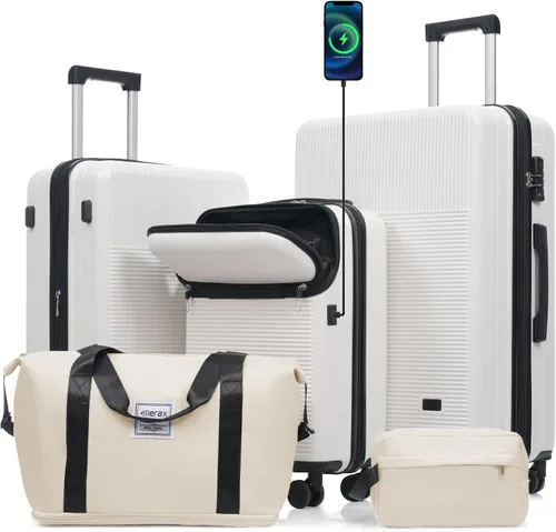Vista 48 de Merax Equipaje Sets 2 piezas Hardshell 20&28 IN Maleta Set con bolsa de lona