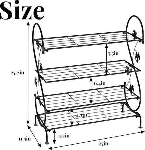 Vista 3 de Soporte para zapatos, organizador de zapatos de metal para exteriores y entradas, capacidad para 12-15 pares de zapatos, resistente a la intemperie
