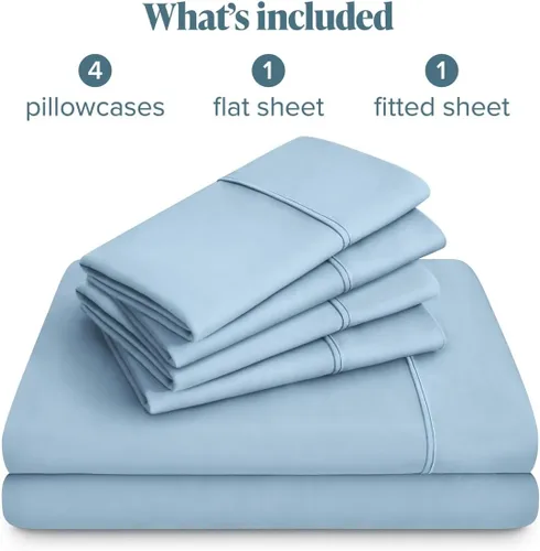 Vista 118 de Bare Home Sheet Set 1800 Ultra-Soft with 2 Pillowcases (Twin XL, Dark Blue)