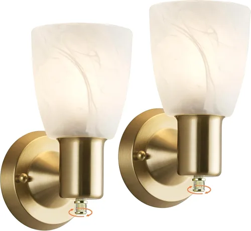 Vista 12 de Juego de 2 apliques de pared - Luces de tocador negras mate para baño, accesorios de luz de pared modernos con interruptor giratorio - Luz