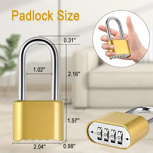 Vista 2 de Lockwise Candado de combinación de 4 dígitos, resistente a la intemperie, para casillero de gimnasio al aire libre, establece tu propio candado