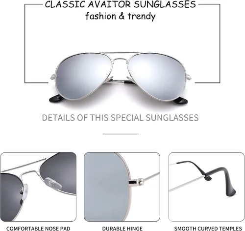 Vista 5 de Pro Acme Gafas de sol clásicas polarizadas para mujeres y hombres marco de metal moderno con lente de espejo de protección UV400 se ve genial Marco