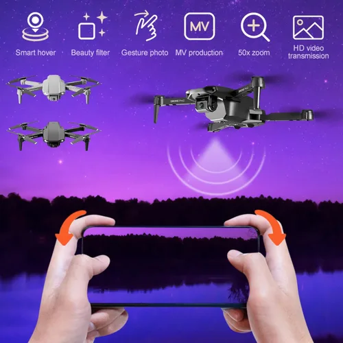 Vista 4 de Negro E99 Pro Mini Drone Wifi Fpv Quadcopter 720 P solo frontal montado cámara Wifi Fpv helicóptero plegable Quadcopter