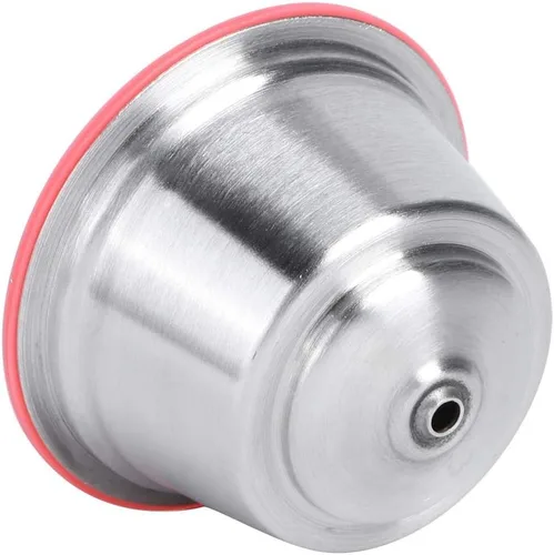 Vista 6 de Taza de cápsula de café recargable reutilizable de acero inoxidable de silicona con cubierta de polvo prensado apto para cafetera 1.4 fl oz (2#)