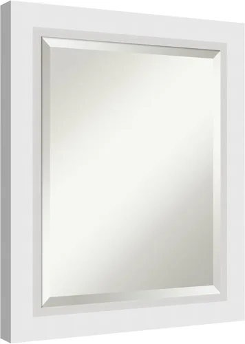 Vista 5 de Amanti Art - Espejo de baño blanco para sobre lavabo, espejo de tocador rectangular blanco de 24x20, marco de madera moderno pequeño, se cuelga