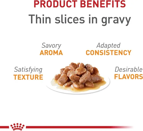 Vista 2 de Royal Canin Feline Care Nutrition Cuidado del cabello y la piel en rodajas finas en salsa para gatos, 3 onzas (paquete de 24)