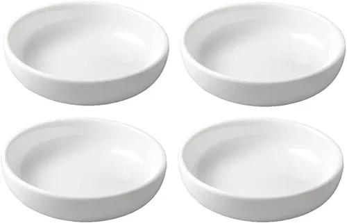 Vista 6 de 4 platos de cerámica blanca para condimentos, cuencos de inmersión para aperitivos, 3 pulgadas