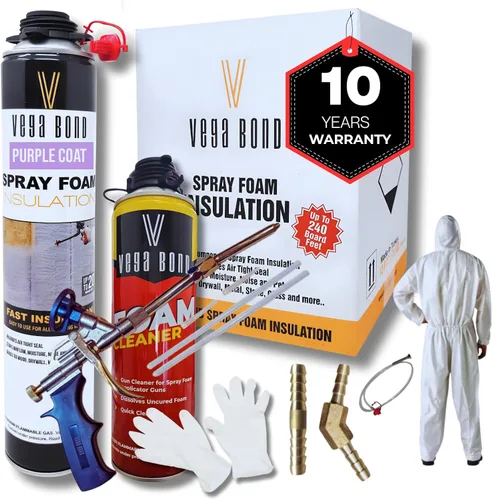 Vista 17 de Purplecoat Sistema de espuma de celda cerrada (1 paquete + limpiador) Self Expanding Insulation, R-5.66 Thermal Value, 29 Oz Cans, 20 Board Feet