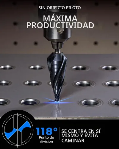 Vista 5 de toolant M35 Broca escalonada de cobalto, 1/4"-1-1/8", TiAlN, vástago