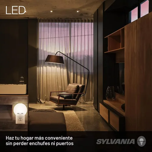 Vista 6 de LEDVANCE Sylvania - Luz nocturna LED con puertos USB duales, 22 años, del atardecer al amanecer, acabado esmerilado, 3000 K, blanco cálido Blanco