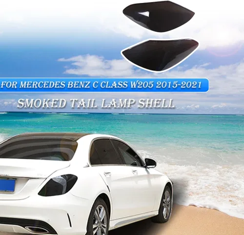Vista 3 de Cubierta de protección de luz trasera exterior de coche ABS para Mercedes Benz Clase C W205 2015-2021 Guardias de luz trasera Accesorios