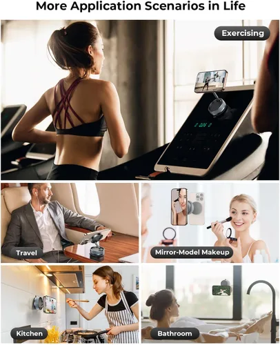 Vista 6 de Soporte magnético de teléfono al vacío mejorado [89 libras de succión más fuerte y 24 x N55 ultra magnético] Soporte de teléfono ajustable de 360°