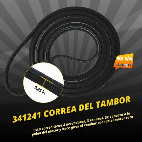 Vista 2 de Seentech 4392065 - Kit de reparación de secadora (kit de rodillo de tambor 349241T, polea tensora 691366, correa 341241), interruptor de puerta