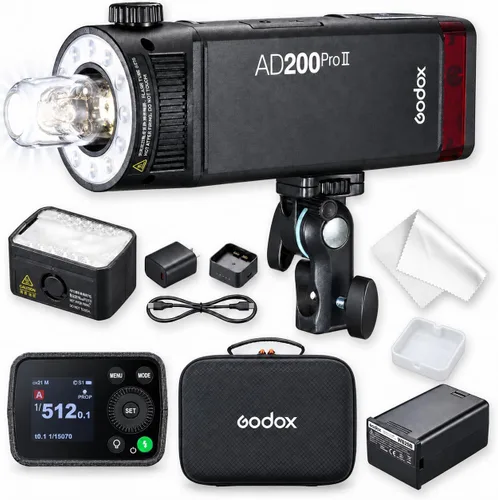Vista 10 de Godox AD200 200Ws 2.4G TTL Flash estroboscópico 1/8000 HSS monoluz inalámbrica con batería de litio de 2900 mAh y bombilla sin pantalla/cabezal
