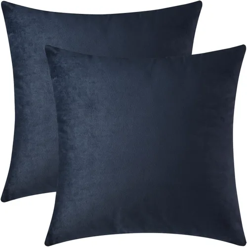 Vista 27 de Mixhug - Fundas de almohada decorativas de terciopelo, fundas de cojín para sofá y cama, juego de 2 fundas azules, 16 x 16 pulgadas