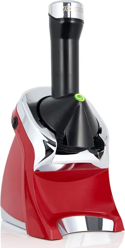 Vista 2 de Yonanas 988RD Deluxe - Máquina Vegana, Sin Lácteos, de Helado Suave de Frutas Congeladas, Incluye 75 Recetas, 200 W, Color Rojo