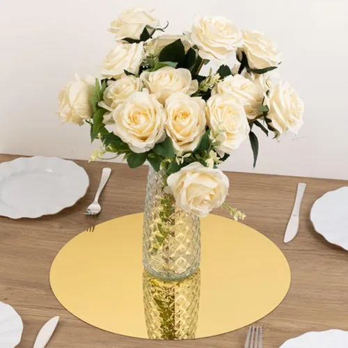 Vista 34 de Efavormart - Paquete de 6 platos de carga de plástico acrílico con relieve de encaje rústico dorado de 13 pulgadas