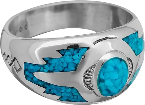 Vista 3 de 925 Sterling Silver Turquoise Sleeping Beauty Ring, Southwestern Design, Handmade Silver Band, Handcrafted Native Jewelry