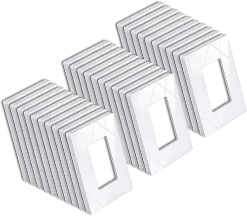 Vista 28 de BESTTEN Placa de pared sin tornillos de 5 segmentos, cubierta de enchufe decorador, placa decorativa para interruptor, serie blanca nieve brillante