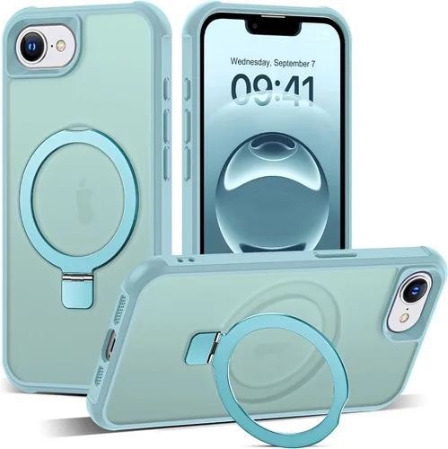 Vista 37 de SKYLMW - Funda compatible con iPhone 11 de 6.1 pulgadas, con soporte magnético invisible tipo anillo, funda translúcida de grado militar, compatible