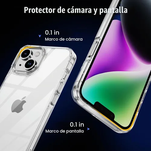 Vista 7 de Funda transparente para iPhone 13 con protector de pantalla