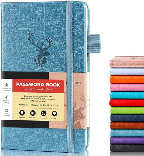 Vista 9 de molekaus Libro de contraseñas con pestañas alfabéticas, pequeño guardián de contraseñas con espacio adicional para cambiar la contraseña. Cuaderno