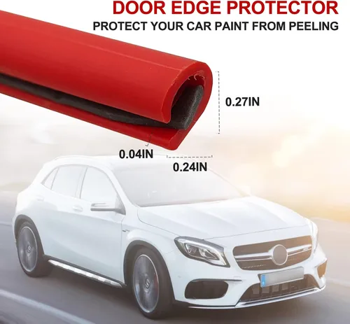 Vista 2 de Protector de borde de puerta de automóvil, protector universal de sello de goma de 16 pies en forma de U, protección de borde de puerta de automóvil