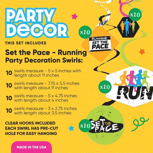 Vista 2 de Big Dot of Happiness Set the Pace - Decoraciones para correr - Decoraciones de fiesta - Serpentinas colgantes para fiestas - Pista, Cross Country