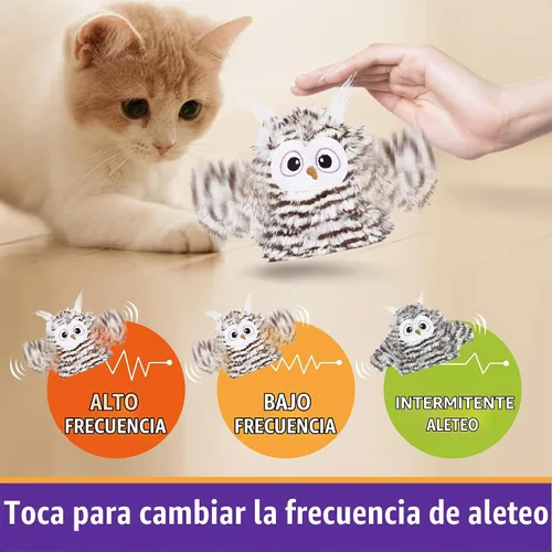Vista 2 de Kimee Juguete Interactivo para Gatos Recargable Búho Automático que Pía Juguete para Gatitos con Hierba Gatera, Alas que Baten Automáticamente