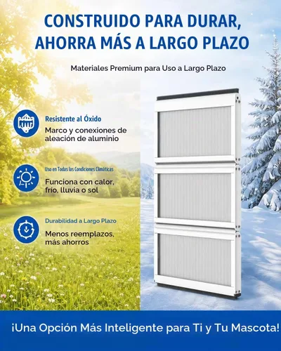 Vista 7 de 3-Panel Airseal Pet Door Flap 10.25x15.75in XL, conexión de metal