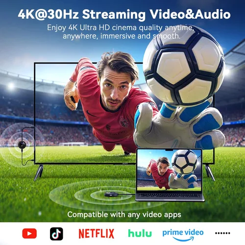 Vista 3 de Transmisor y receptor HDMI inalámbrico 4K @30Hz, 2.4G/5G Plug & Play Adaptador de pantalla inalámbrico USB-C y extensor HDMI con PD 3.0, transmite