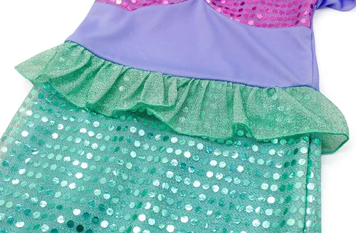 Vista 5 de HenzWorld Vestido de niña niña sirena disfraz princesa cumpleaños Cosplay fiesta joyería accesorios lentejuelas colas trajes