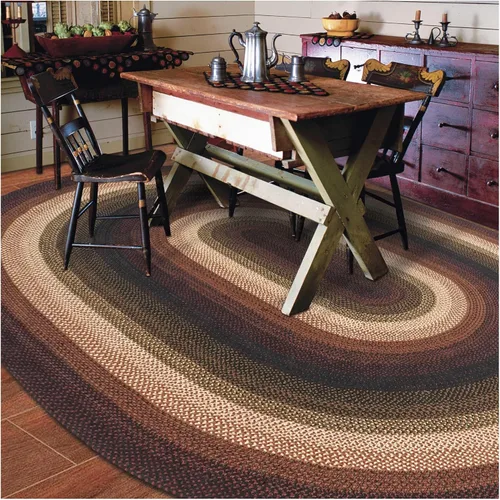 Vista 120 de Homespice Apple Pie - Alfombra ovalada roja de 2 x 3 pies, alfombra de cocina trenzada para decoración primitiva y rústica, reversible, yute sin