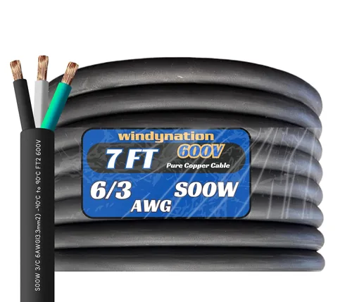 Vista 6 de WindyNation Cable de cable SOOW SO de 5 pies 6/3 6 AWG - Cable de extensión de alimentación portátil de 600 V calibre 6 600 V para cargadores