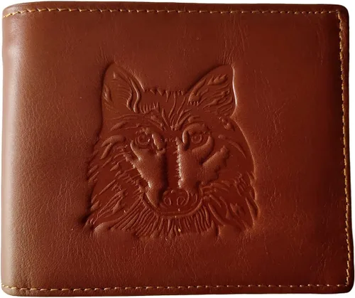 Vista 13 de Hombres Cool Eagle Wolf Caballo Totem Cuero Vaca Vertical Cartera Cremallera Multi-tarjeta Titular, Tótem de caballo, Minimalista
